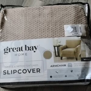 Great Bay Home Textured Armchair Slipcover in Nougat